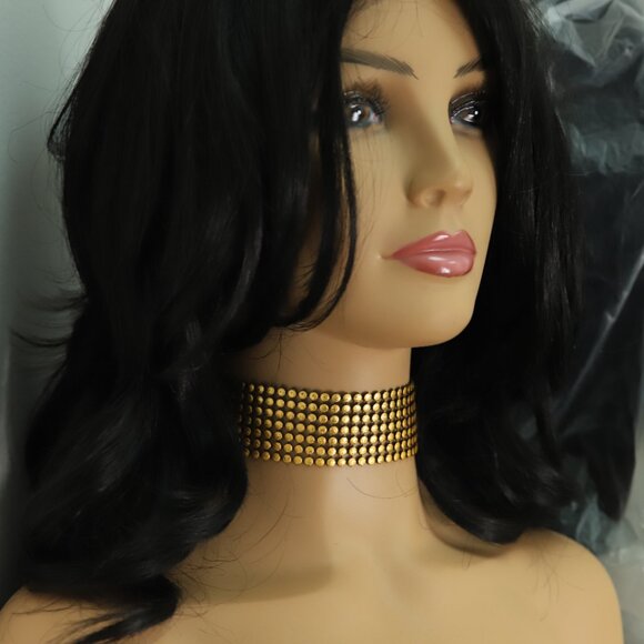 Fancy Gold Tone Choker Adjustable Length Gold Dots Costume Chokers (#87) - Picture 6 of 9
